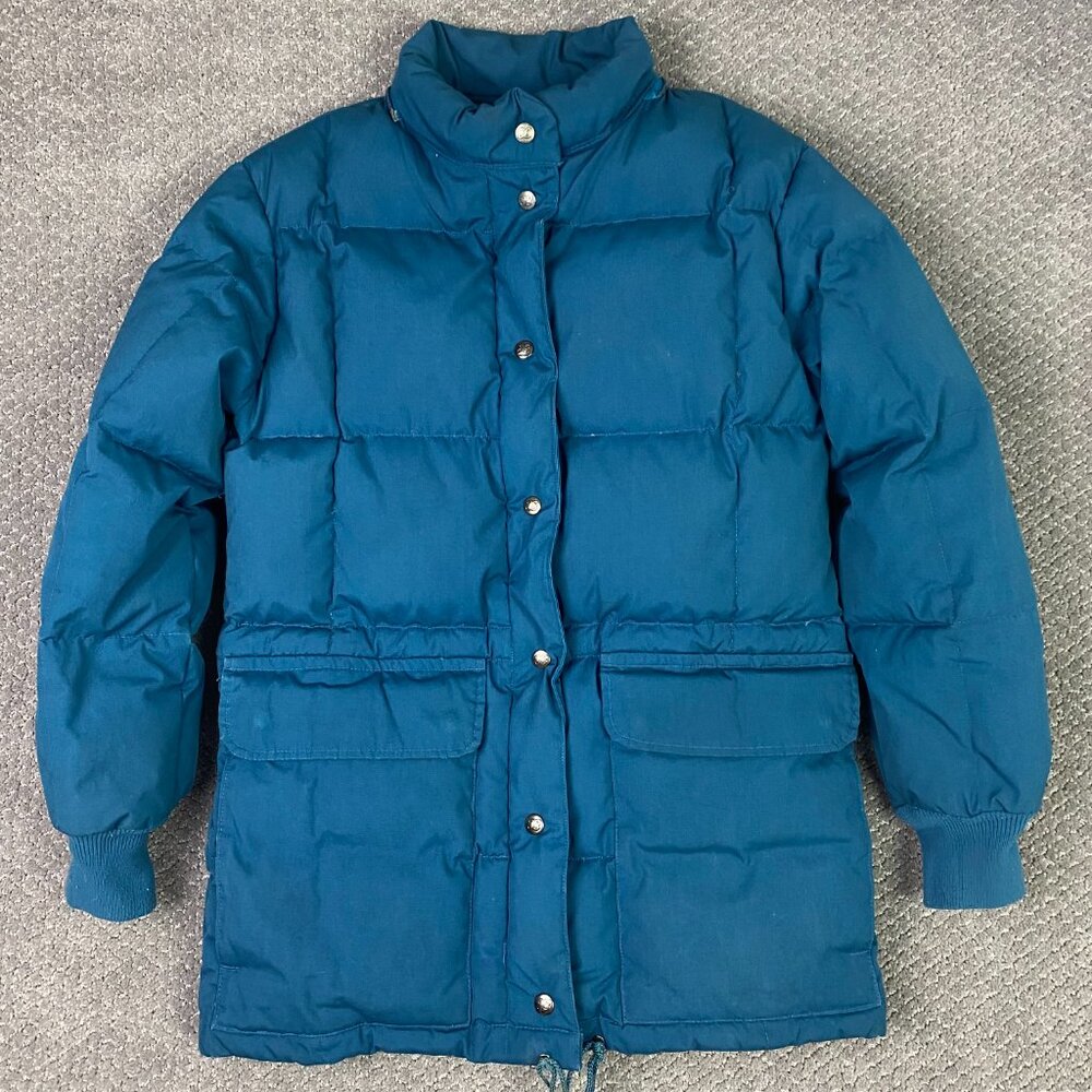 Vintage 80s 90s Eddie Bauer Goose Down Puffer Jacket Women's XS Teal No Hood